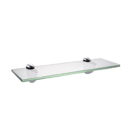 KES 14-Inch Bathroom Tempered Glass Shelf 8MM-Thick Wall Mount Rectangular, Polished Chrome Bracket, BGS3200S35