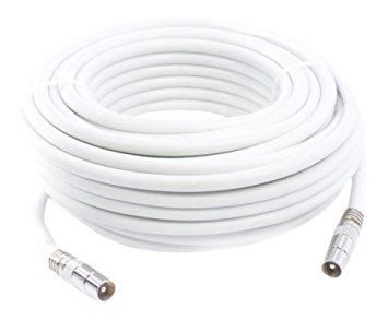 Smedz 20 m Fully Assembled Digital TV Aerial Cable Extension Kit with Male - Male Connections - White