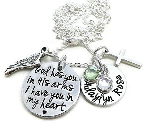 Always - Personalized God Has You In His Arms I Have You In My Heart Necklace - Hand Stamped Jewelry - Personalized Jewelry