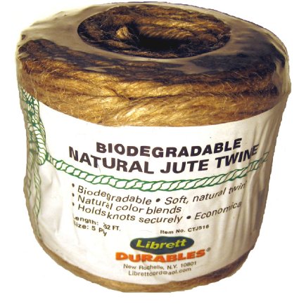 Librett Biodegradable Natural Jute Twine, 252 FT - 16oz - 5 Ply