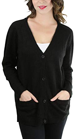 ToBeInStyle Women's Long Sleeve Deep V-Neck Knitted Button Up Cardigan Sweater