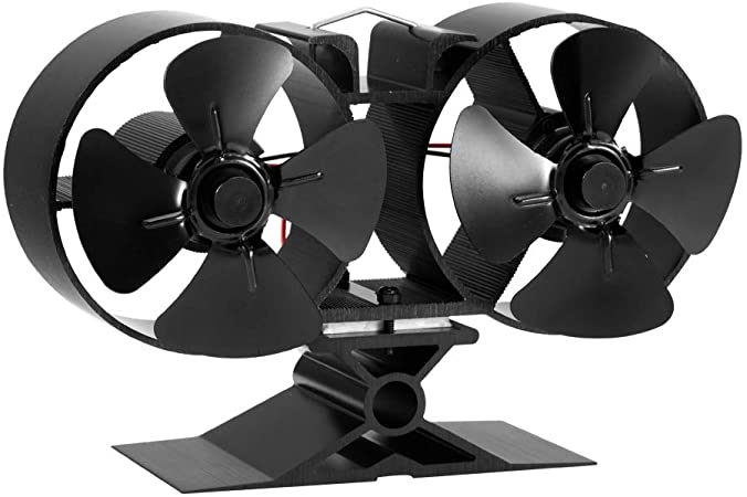 Heat Powered Stove Fan Blower, CRSURE SF/T84 Fireplace Fans for Log Burner Fans 4 Blade, Fire Stove Eco Fans for Wood Burning Stove, Woodburner Fans for Fireplaces&Stoves with Stove Thermometer