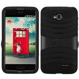 Asmyna Wave Symbiosis Protector Cover with Horizontal Kickstand for LG VS450PP Optimus Exceed 2M7323 Optimus L70 - Retail Packaging - Black