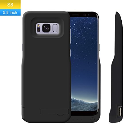 ZTESY Galaxy S8 Battery Case, 5500mAh Battery Charger Case, External Battery Backup Juice Pack Rechargeable Charger Case Pack Power Bank Cover For Samsung Galaxy S8 5.8 inch (Black)