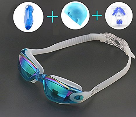 Swimming Goggles No Leaking Anti Fog UV Protection Triathlon Swim Goggles with Free Protection Case for Adult Men Women Youth Kids Child
