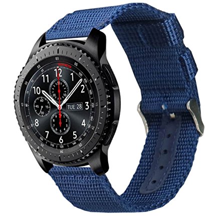 24mm Watch Band, Olytop Nylon Canvas Fabric Replacement Smartwatch band Sport Strap Wristband for Women Men with Stainless Buckle (Blue, 24mm)