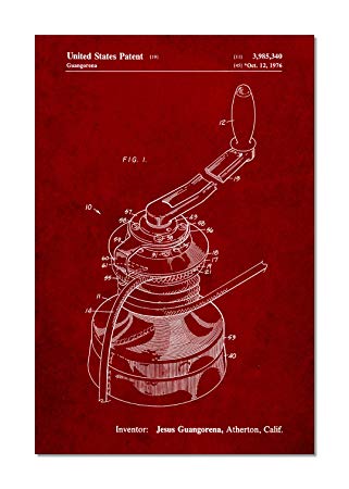 Sailboat Winch Patent Poster