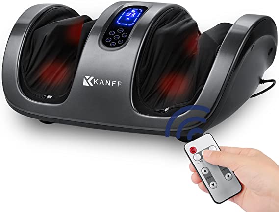Kanff Shiatsu Foot and Calf Massager with Heat, Electric Foot Massagers Machine with Acupressure Kneading & Heat Therapy for Blood Flow Circulation, Eases Muscle Pain from Sole, Feet, Calves & Legs