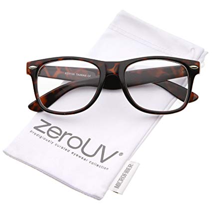 zeroUV - Retro Wide Arm Square Clear Lens Horn Rimmed Eyeglasses 54mm