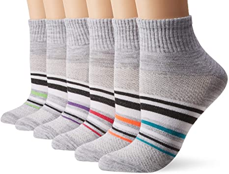 Hanes Women's Lightweight Breathable Ankle Socks 6 Pair Pack