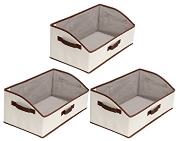 StorageWorks Polyester Trapezoid Storage Box, Foldable Basket Organizer Bin, Beige, EX-Jumbo, 3-Pack