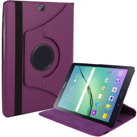 Tab S2 9.7 Case, LK [Stand Feature] Luxury 360 Rotating Magnetic Smart PU Leather Case Cover For Samsung Galaxy Tab S2 9.7 with Wake & Sleep Function   Stylus, Purple