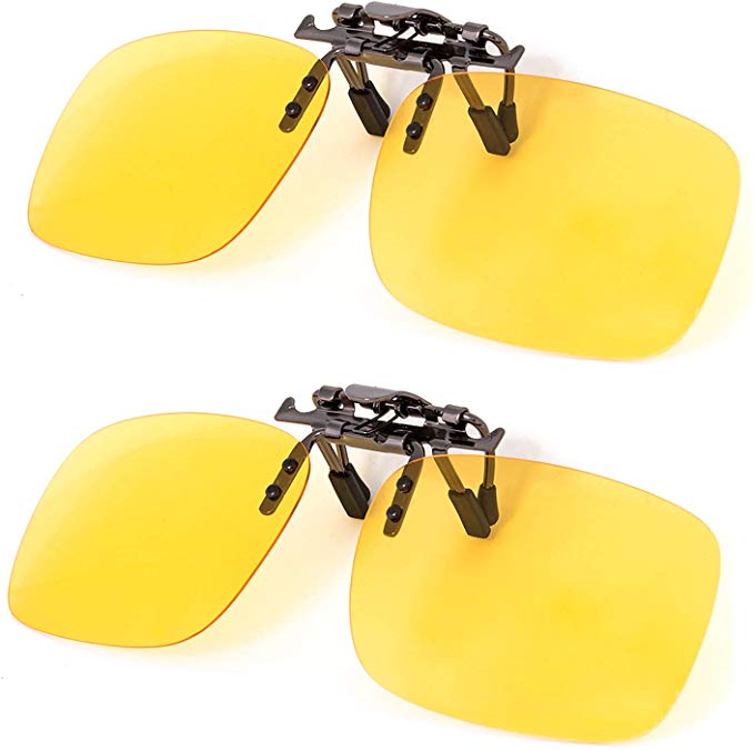 Clip on Polarized Night vision Glasses Flip up Anti reflective Anti Glare UV-400 Wear Over Glasses