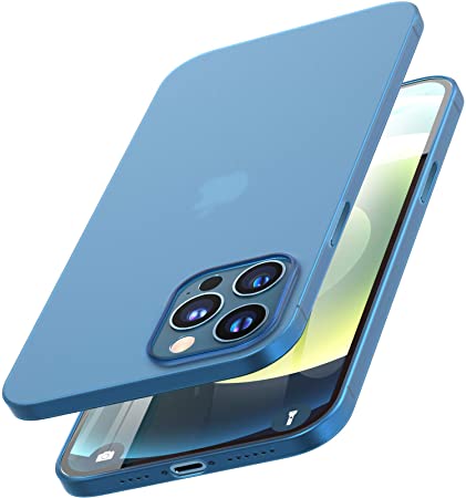 TOZO Compatible for iPhone 12 Pro Max Case 6.7 inch Hard Cover 0.35mm World's Thinnest Protect Bumper Fit Shell Semi Transparent Lightweight with Matte Finish Blue