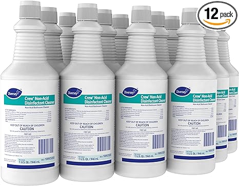 CREW 100925283 Non-Acid Bathroom Disinfectant Cleaner, Neutral Toilet Bowl Stain Remover, Fresh Scent, Ready-to-Use, 32-Ounce Squeeze Bottle (Pack of 12)