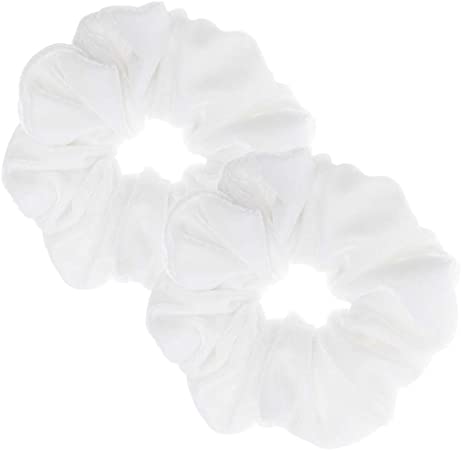 2 Pcs White Color Large Velvet Scrunchies for Auldt Women Large Elastic Hair Ties Ropes