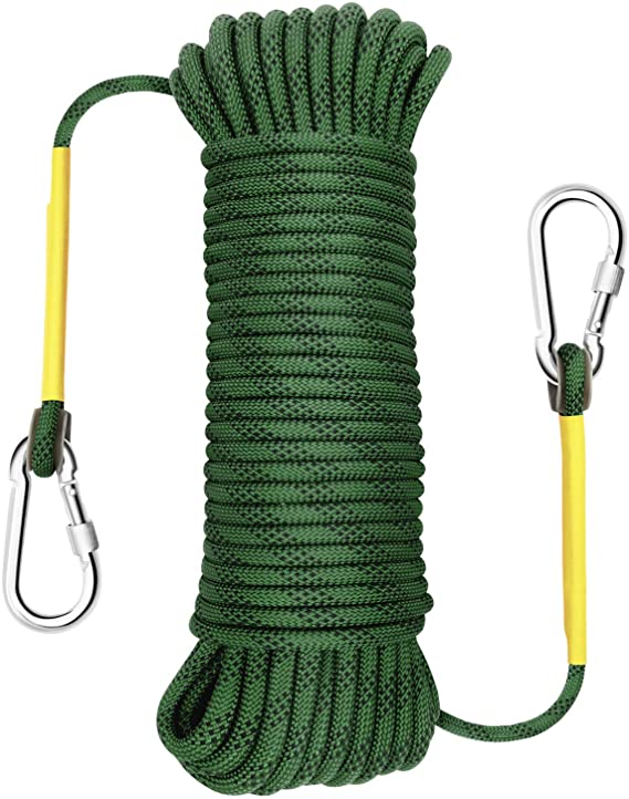 Gonex Static Climbing Rope, 8mm Safety High Strength Outdoor Hiking Fire Escape Parachute Cord Rope 32ft 64ft 96ft