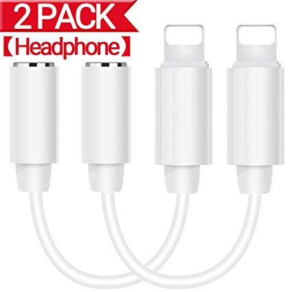 Lighting Adapter,Headphone Jack Dongle for Phone 7/7 Plus Phone 6/6Plus.Earphone to 3.5mm Aux Adaptor Connector Audio Cable Accessories Female Converter Compatible with 1OS 10.2-White