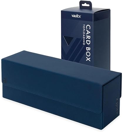 Vault X Exo-Tec Card Box 450  Storage with Detachable Magnetic Lid, Dividers & Foam Fillers to Organize Deck Boxes, Toploaders, TCG/CCG & Sports Cards (Blue)