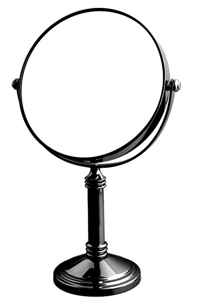Modern Mirror (9K006B3) 7.5 inch Tabletop Two-sided Swivel Vanity Mirror With 10X magnification, Black