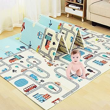 Graco-Foldable-Foam-Baby-Play-Mat-Early-Learning-Cognitive-Playmat-for-Large-Mats-Double-Side-Soft-Baby-Play-Crawl-Floor-Mat-Waterproof-Portable-Outdoor-Indoor-Use-Convertible (Multicolour)