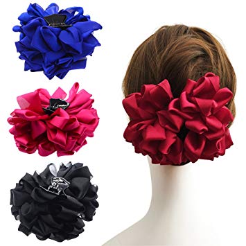 4 Pack Large Silk Flower Bow Hair Claw Jaw Clips For Women Hair clamps