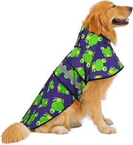 HDE Dog Raincoat Hooded Slicker Poncho for Small to X-Large Dogs and Puppies Frogs - L