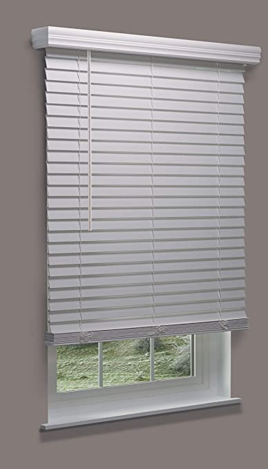 Linen Avenue Cordless Faux Wood Blind White 72 W x 36 H, Outside Mount