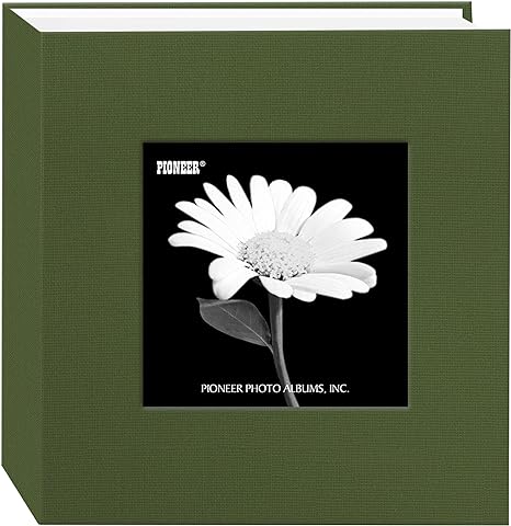 Pioneer Photo Albums 100 Pocket Fabric Frame Cover Photo Album, Herbal Green