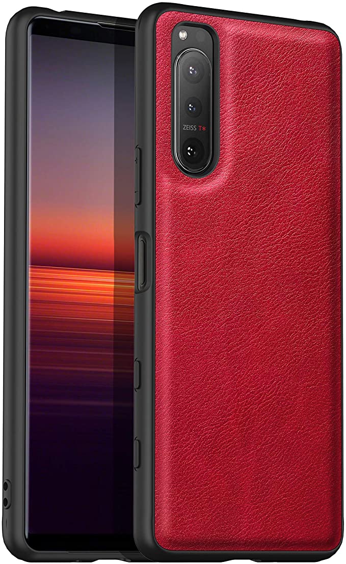 Avalri for Sony Xperia 5 II, Soft TPU Leather Case, Comfortable to Hold, Scratch and Fingerprint Resistant, Compatible with Sony Xperia 5 II (Red)
