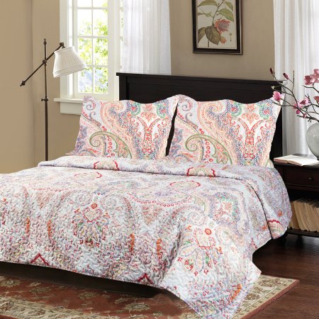 Bedsure Flourish Style 3-Piece All Season Classic Quilt Set - Quilt and Sham, Bedspread and Coverlet, Hypoallergic and Lightweight -- Full/Queen, Floral #3
