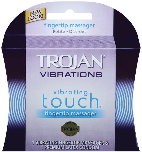 Trojan Vibrations Vibrating Touch Fingertip Massager and 1 Premium Latex Condom