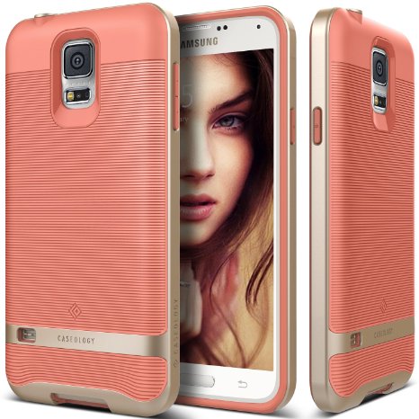Galaxy S5 Case Caseologyreg Wavelength Series Textured Pattern Grip Cover Coral Pink Shock Proof for Samsung Galaxy S5 - Coral Pink
