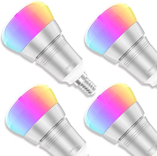 Alexa Smart Bulb, Maxcio Smart WiFi Light Bulb【E14-9W】Compatible with Alexa/Google Home, Remote and Voice Control, Timer Function, 8 Scene Modes, Dimmable Coloured LED Bulbs, No Hub Required