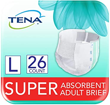Tena Adjustable Incontinence Briefs, Super Absorbency, Large Waist, 26 Count