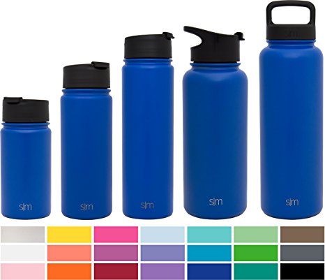 Simple Modern Summit Water Bottle   Extra Lid - Vacuum Insulated 18/8 Stainless Steel Powder Coated - 6 Sizes, 22 Colors