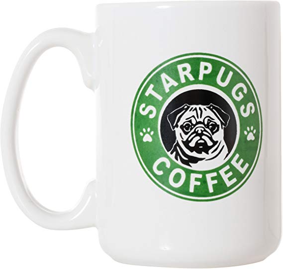 Starpugs Coffee Mug for Pug Dog Lovers - 15oz Deluxe Double-Sided Coffee Tea Mug