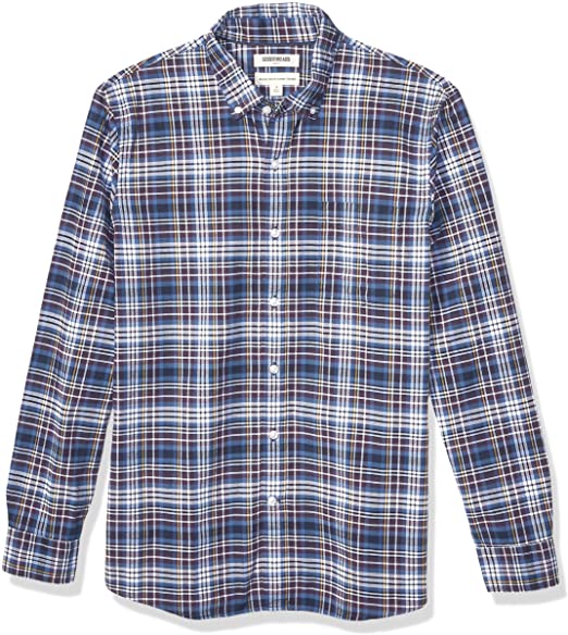 Amazon Brand - Goodthreads Men's Standard-Fit Long-Sleeve Plaid Oxford Shirt