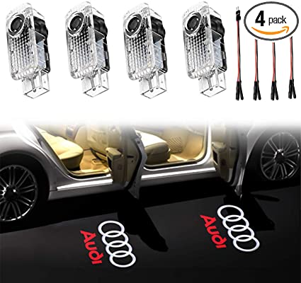 KRADA Car Door Light Logo LED Entry Ghost Shadow Projector Welcome Lamp Logo Light for AUDI Series Symbol Emblem Courtesy Step Lights Kit Replacement（4 pack）