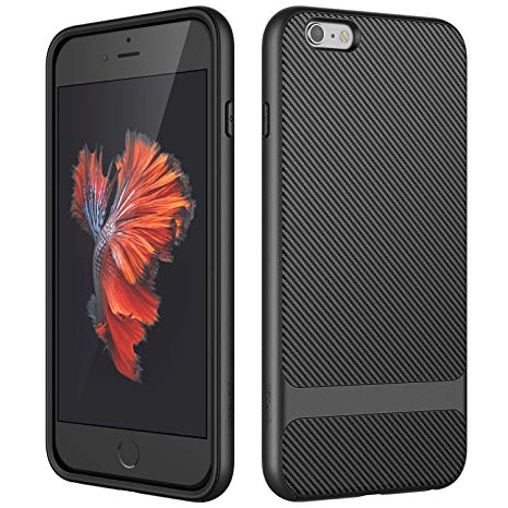 JETech Case for Apple iPhone 6s Plus and iPhone 6 Plus, Slim Protective Cover with Shock-Absorption, Carbon Fiber Design, Black