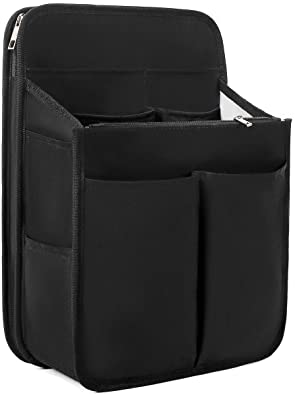VANCORE Backpack Organizer Insert with Zipper for Rucksack Black Travel Nylon Shoulder Bag Organizer Waterproof