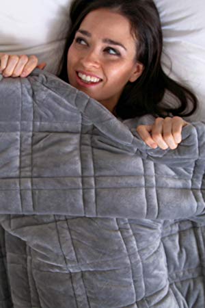 AuraBlankets Cooling Weighted Blanket with Silky Smooth Bamboo, 15lbs, Queen Size, Gray
