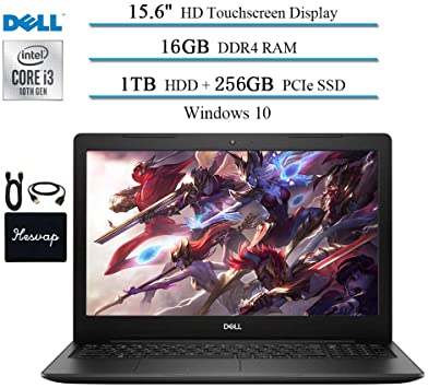 2020 Dell Inspiron 15 15.6" Touchscreen Laptop for Business and Student, 10th Gen Intel i3-1005G1(Up to 3.4GHz,Beat i5-8250U), 16GB RAM, 1TB HDD  256GB SSD, HDMI 802.11ac Win10 w/HESVAP Accessories
