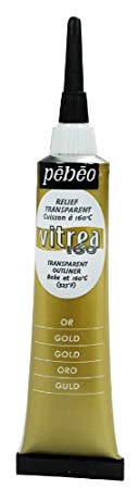 Pebeo Vitrea 160, Glass Paint Outliner, 20 ml Tube - Gold (114068)