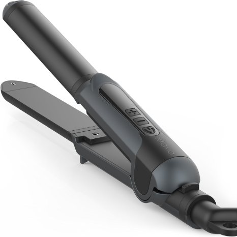 xtava 2-in-1 Magic Wand (Onyx) - Straighten or Curl Your Hair to Perfection with Ceramic Plates and Advanced PTC Heating Technology - Create Multiple Hair Styles with One Tool