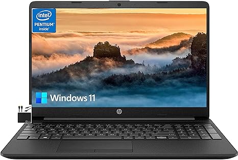 HP 2023 Newest Pavilion 15.6'' HD Laptop,Quad Core Intel Pentium N5030 (Upto 3.1GHz),8GB RAM,256GB SSD,Intel UHD Graphics,WiFi,HD Webcam,HDMI,RJ-45,10  Hour Battery,Win 11 MarxsolCables Black