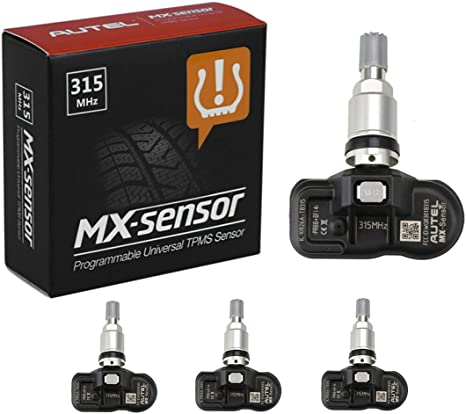 Autel MaxiTPMS 315Mhz Universal Programmable OEM TPMS fit Tire Pressure Monitoring MX- Sensor Press-in Metal Valves 4PC for TS401/TS408/TS501/TS508/TS608/MK808TS/MS906TS/ITS600 (SensorME315-4PACK)