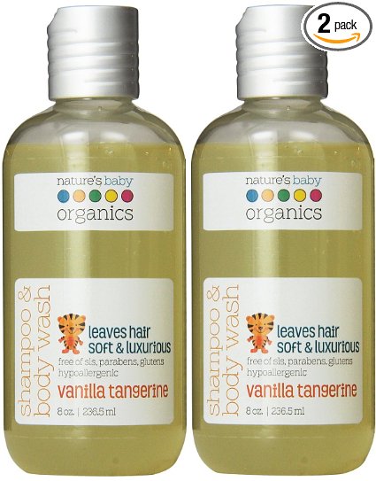 Nature's Baby Organics Shampoo & Body Wash, Vanilla Tangerine, 8 oz. (Pack of 2)