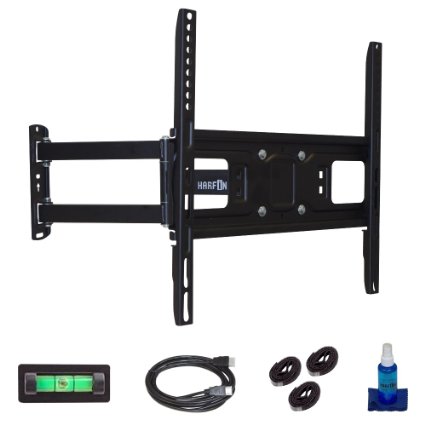 HARFING HF1KT Full Motion Articulating TV Wall Mount Bracket for most 26-55 inch LED LCD OLED Plasma Flat Screen TVs w/ VESA patterns up to 400 x 400mm