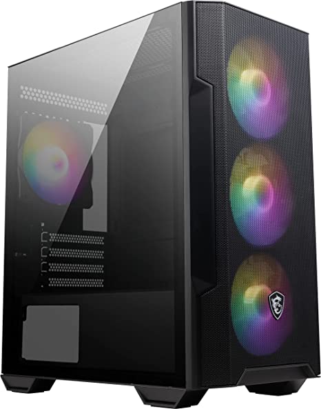 MSI MAG FORGE M100R Mini-Tower PC Case - Tempered Glass, Micro-ATX & Mini-ITX Capacity, Front Mesh Panel, 4 x 120mm ARGB fans with Hub Controller, Magnetic Dust Filter, USB 3.2 Gen 1 Type-A Port